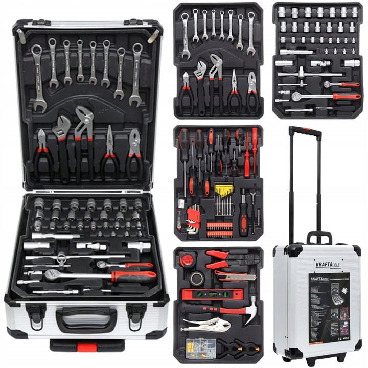 ZESTAW NARZĘDZI KLUCZY 188 EL METALOWA WALIZKA NARZĘDZIOWA PROFESIONAL