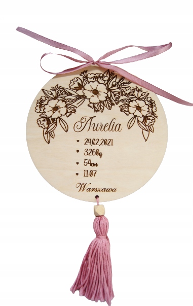 

Metryczka personalizowana drewniana 15 cm