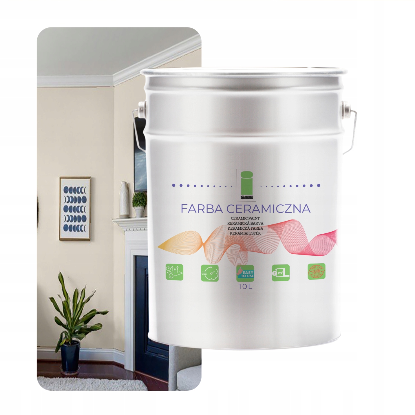 Keramická Farba Na Steny Umývateľná, Krémová 10 L, Odolná Voči Škvrnám