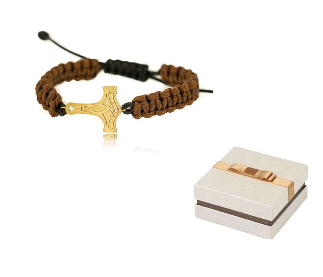 Zlato 585 Zlatý náramek pro muže Kladivo Thora Mjolnir 14 karátů BZ74