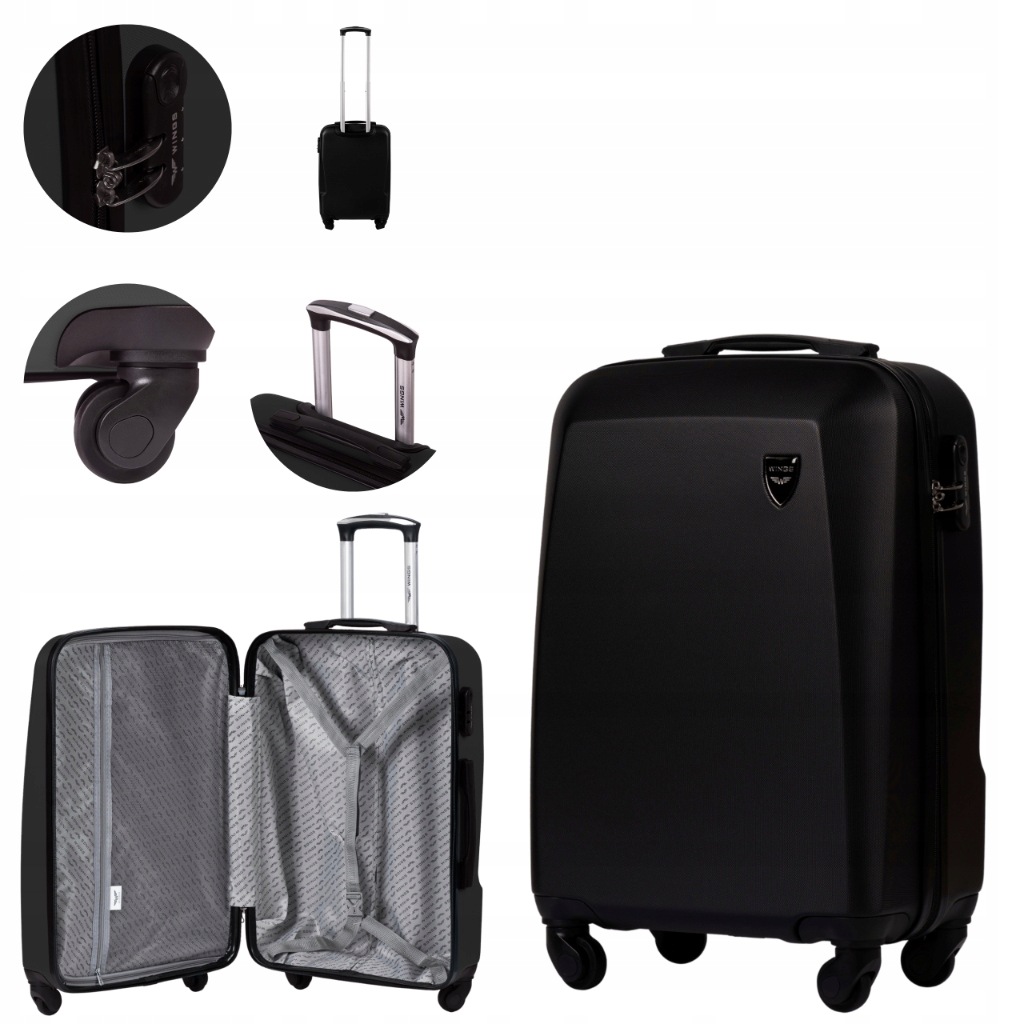 Walizka kabinowa mała Wings Plover 20" Dark Grey bagaż na 4 kółkach solidny