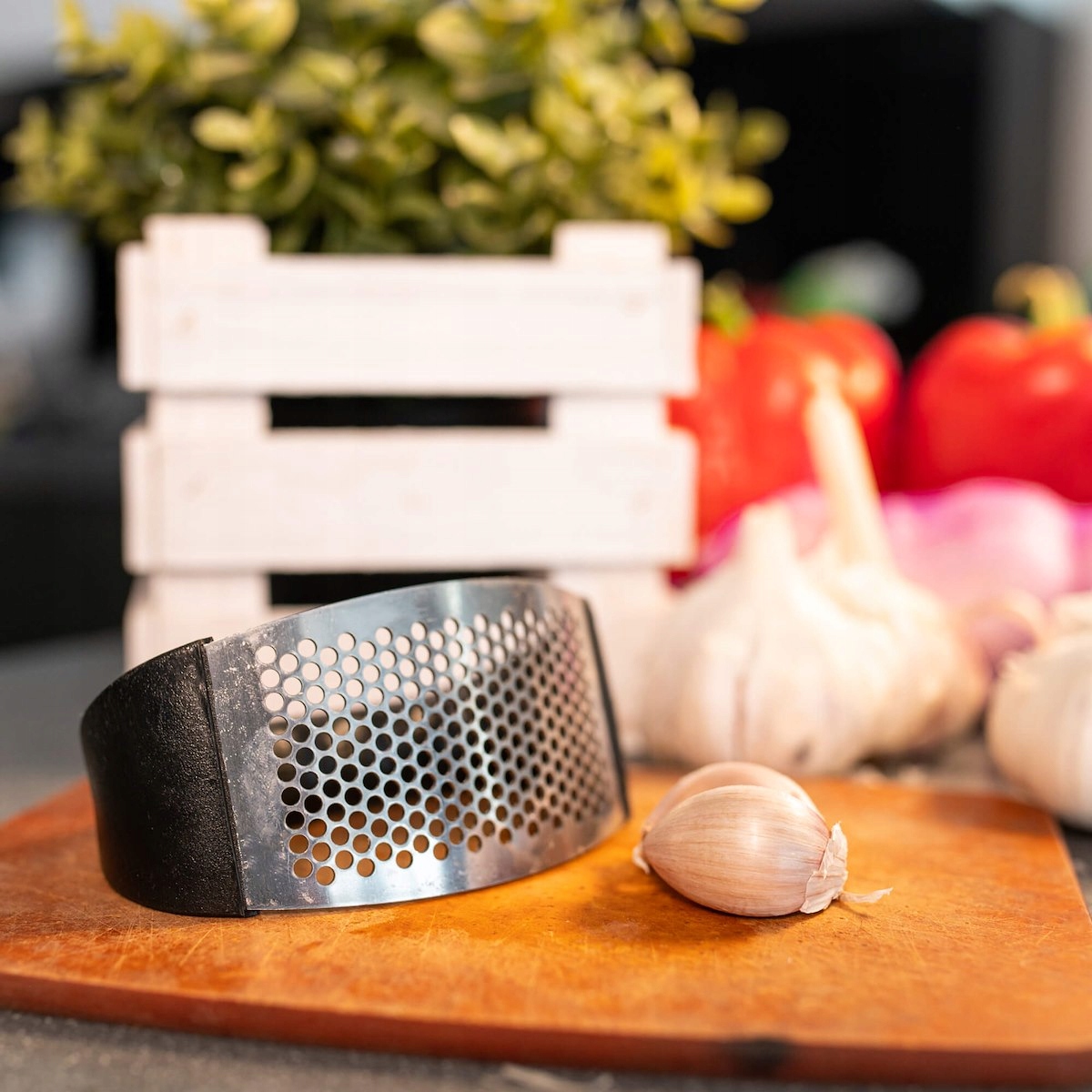 WYCISKACZ DO CZOSNKU PRASKA SIEKACZ WYCISKARKA RĘCZNA STALOWA ZGNIATACZ Marka Springos