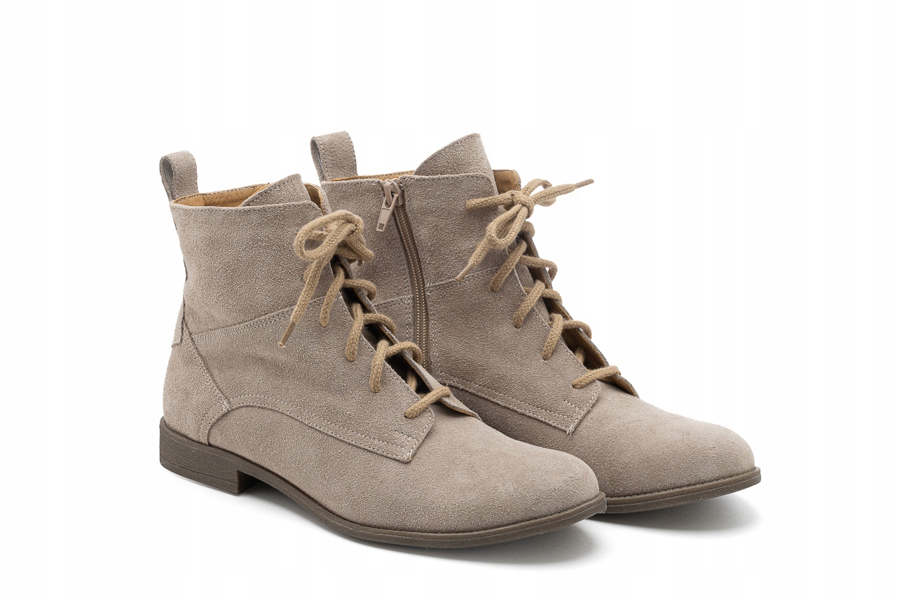 Dámské šněrovací boty béžové semišové kůže Butdam Trw 37
