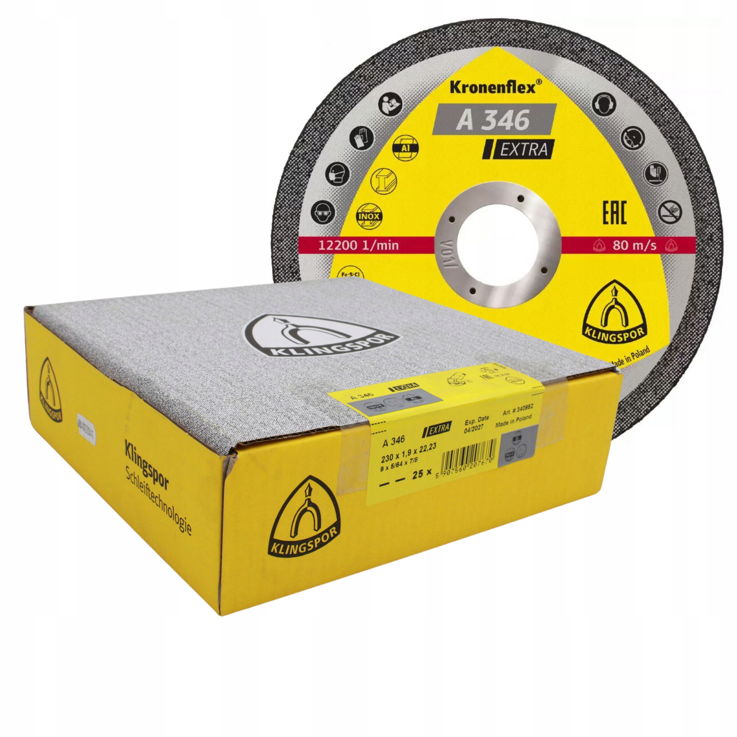 Tarcza do metalu 41 230x1.9x22 Klingspor A346 Extra Opakowanie 25 Sztuk