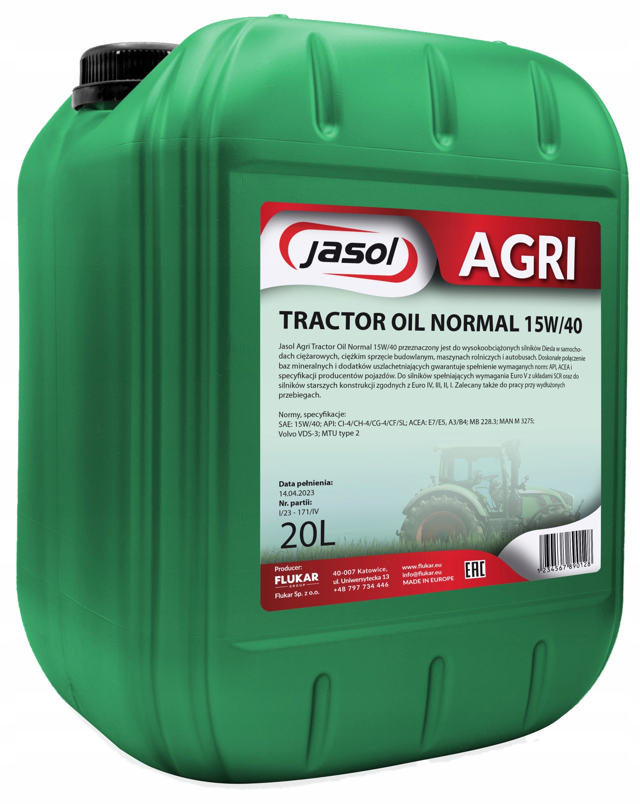 JASOL AGRI 15W40 20L. TRACTOR OIL NORMAL