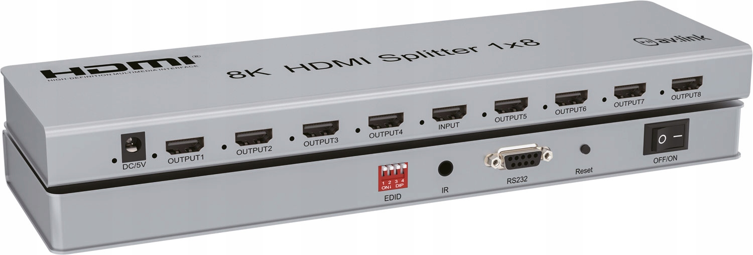 Štíhly rozdeľovač Hdmi 8K AV:Link 4KS18 s Edid