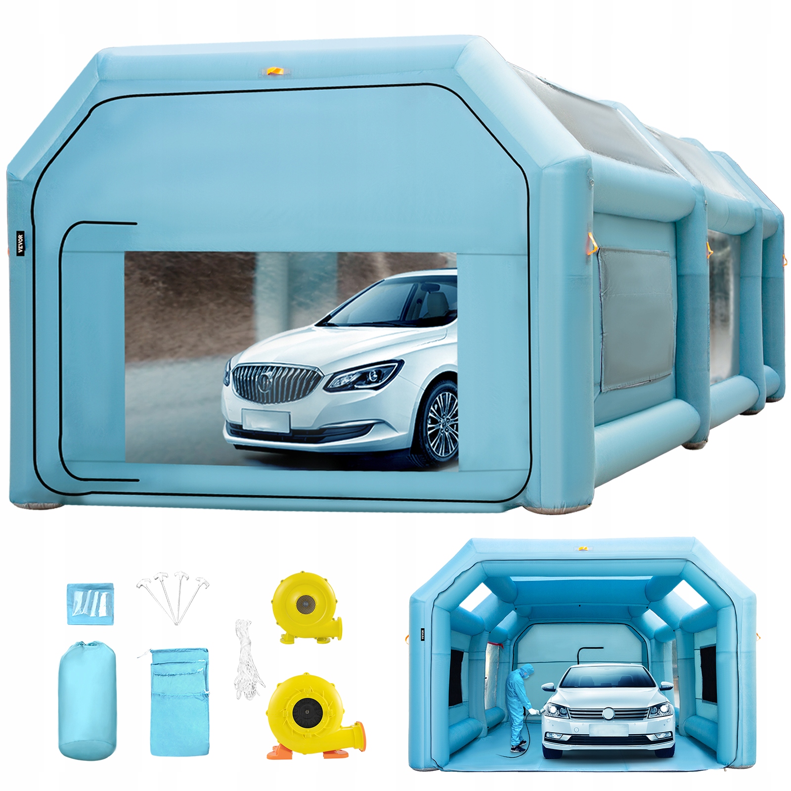 Nafukovacia lakovacia kabína 7,9 x 4,6 m s filtráciou na maľovanie automobilov