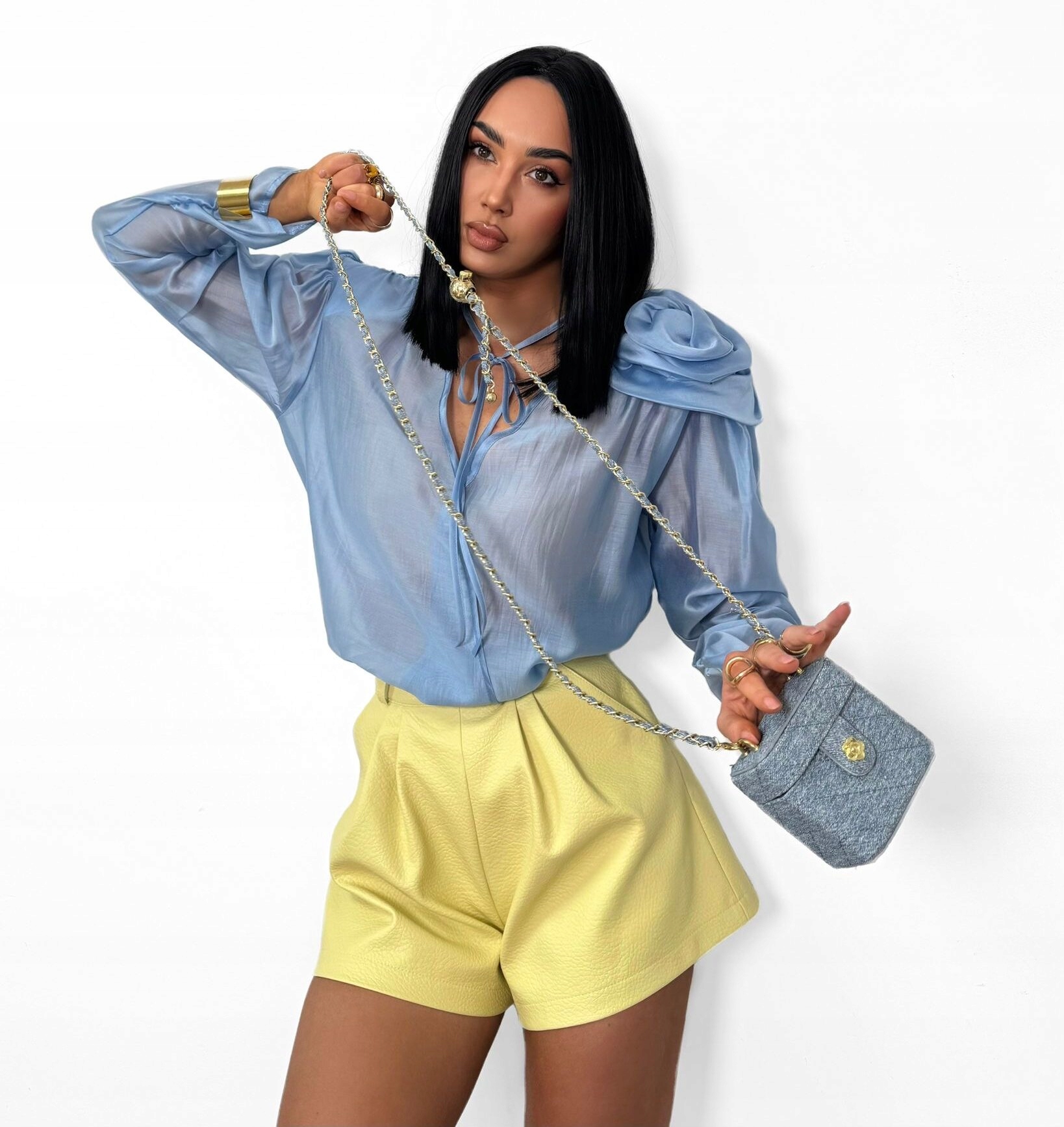 Košilová Halenka S Oversize Růží La Milla, Modrá