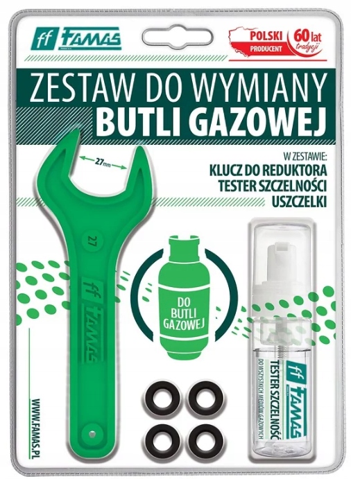 

Zestaw do wymiany butli gazowej Famas Fts-z klucz
