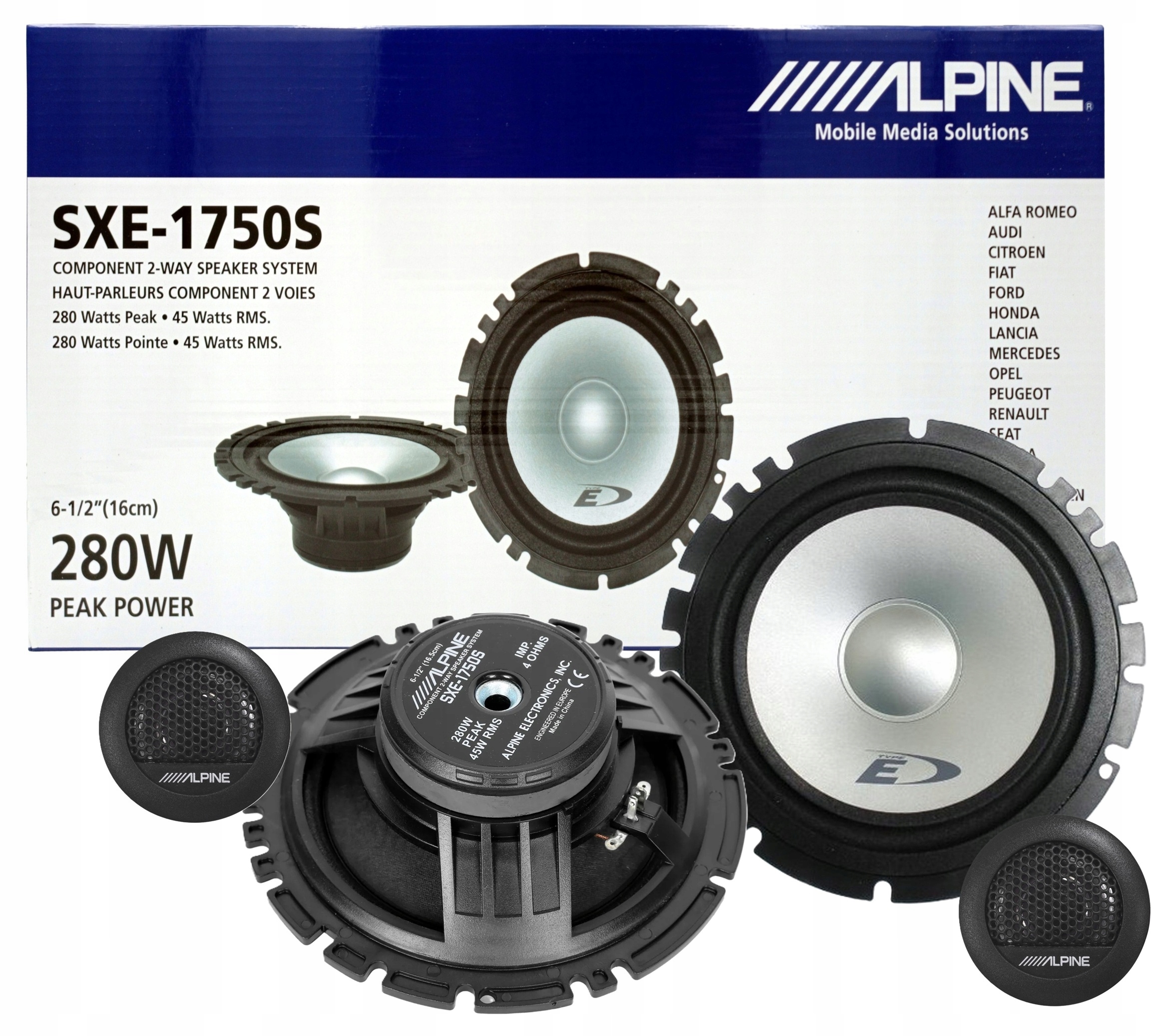 Alpine SXE-1750S Zestaw 2-drożny Komponentowy 165 mm Moc 280W