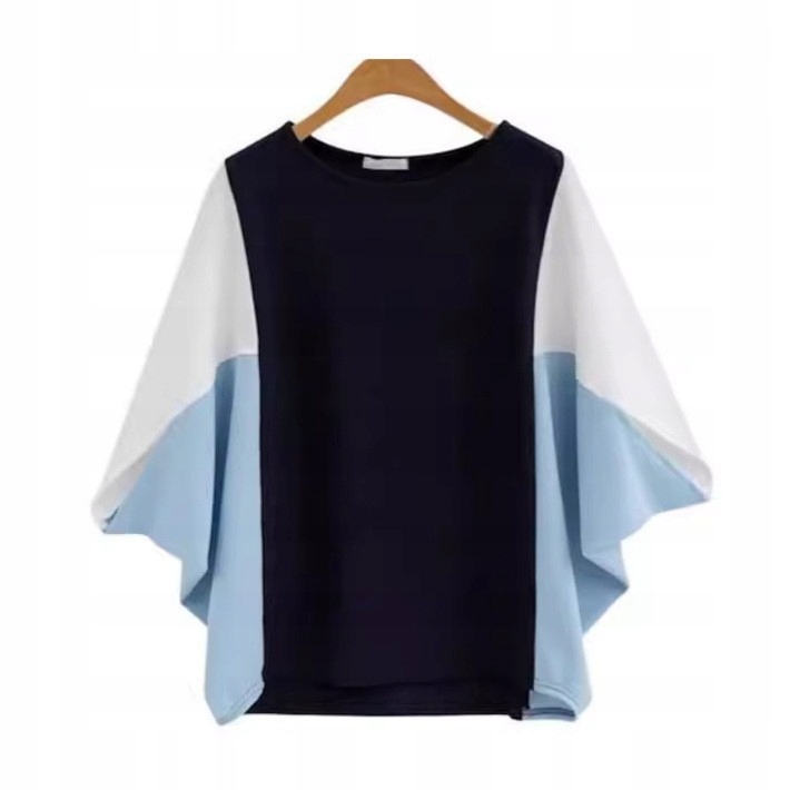 Dámská oversize halenka netopýr color block modrá 4XL