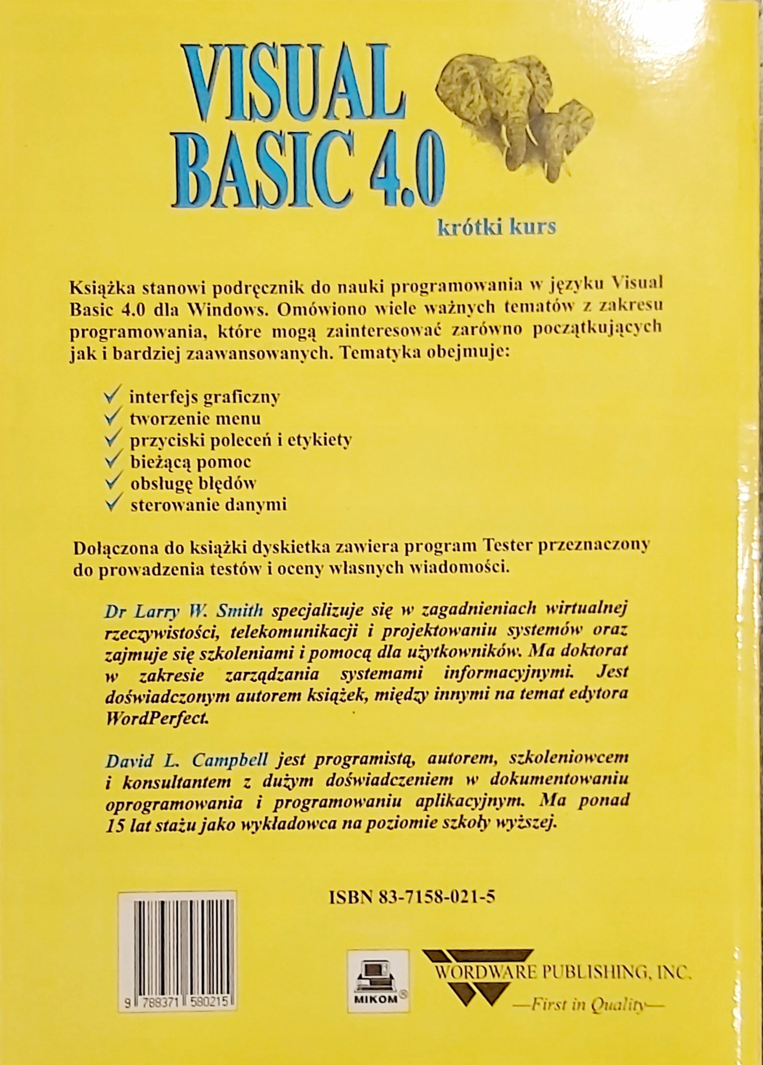 Visual Basic4.0 Krótki kurs D.L.Campbell,L.W.Smith Gatunek Systemy operacyjne