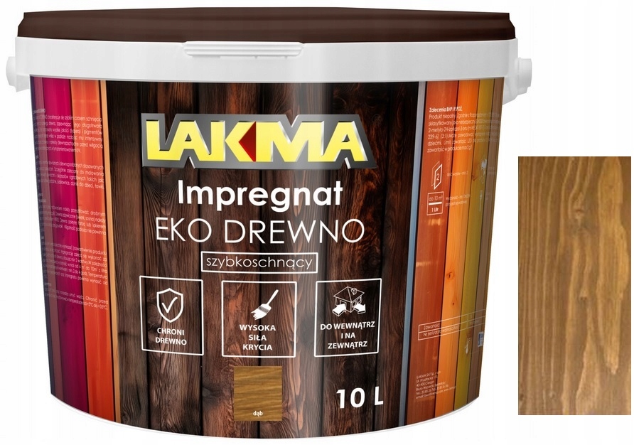 Lakma Eko Drewno Uniwersalny Impregnat Do Drewna Szybkoschnący Dąb 10L