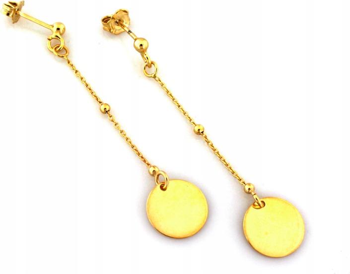 Stříbrné náušnice dámské pozlacené 925, závěsné řetízky, kolečka na tyči