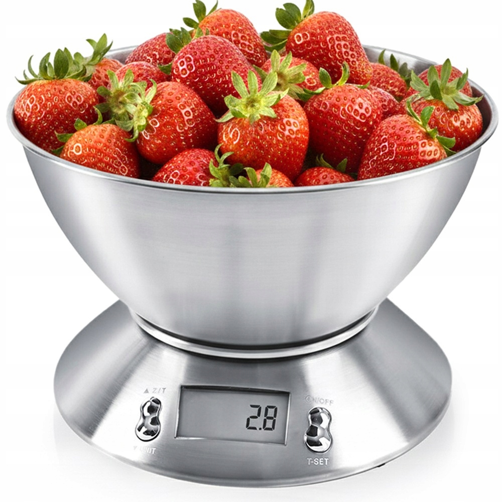 Elektronická kuchyňská váha na potraviny s miskou a minutkou, teploměr 5 kg, 2,2 l
