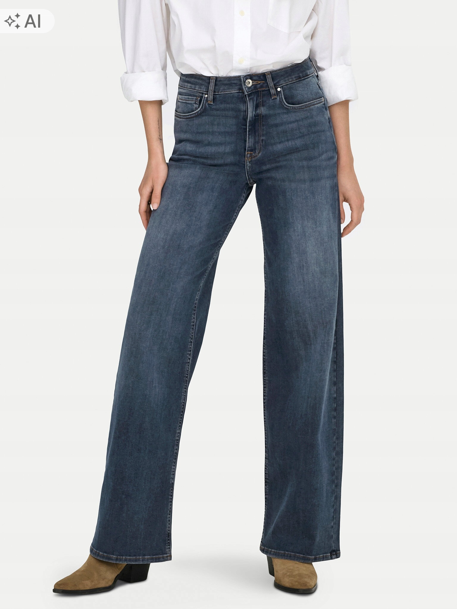 Only Dámské Džínové Kalhoty Modré Dlouhé Wide Leg M/32 7DA