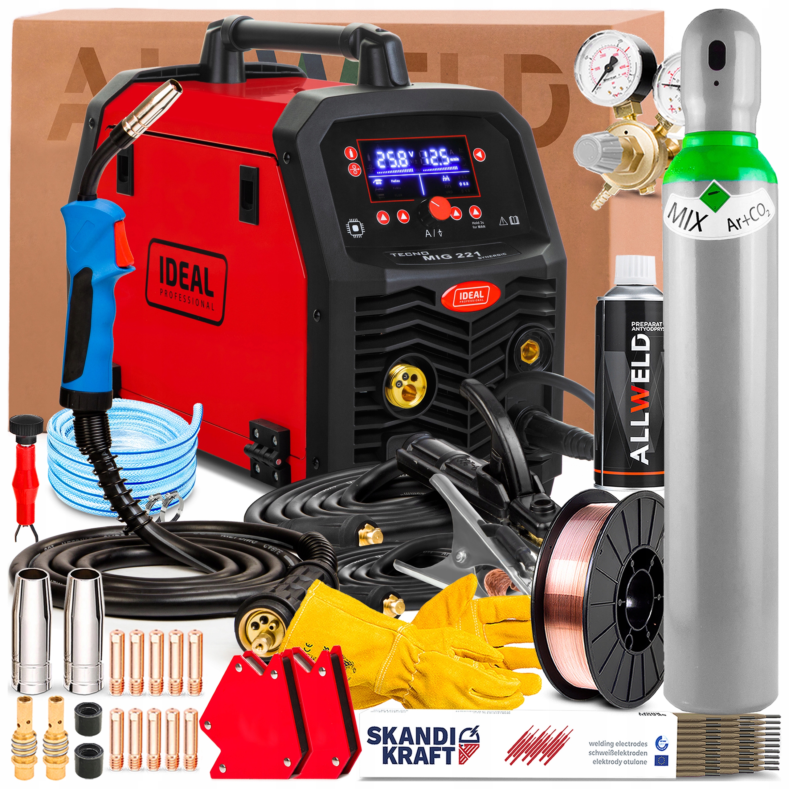 Svařovací Stroj Ideal Tecno Mig 221 Synergie 230V 200A Mma Tig DC Lutosvařování