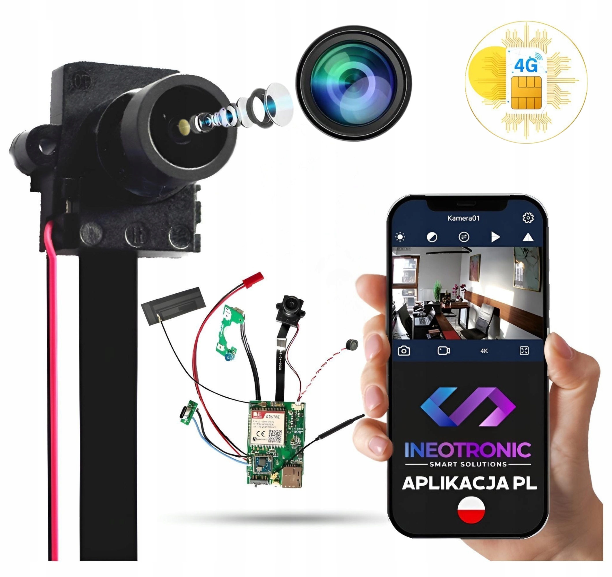 Mini Špionážní Kamera, Skrytá Detekce Pohybu, Vzdálený Náhled, 4G Sim Karta