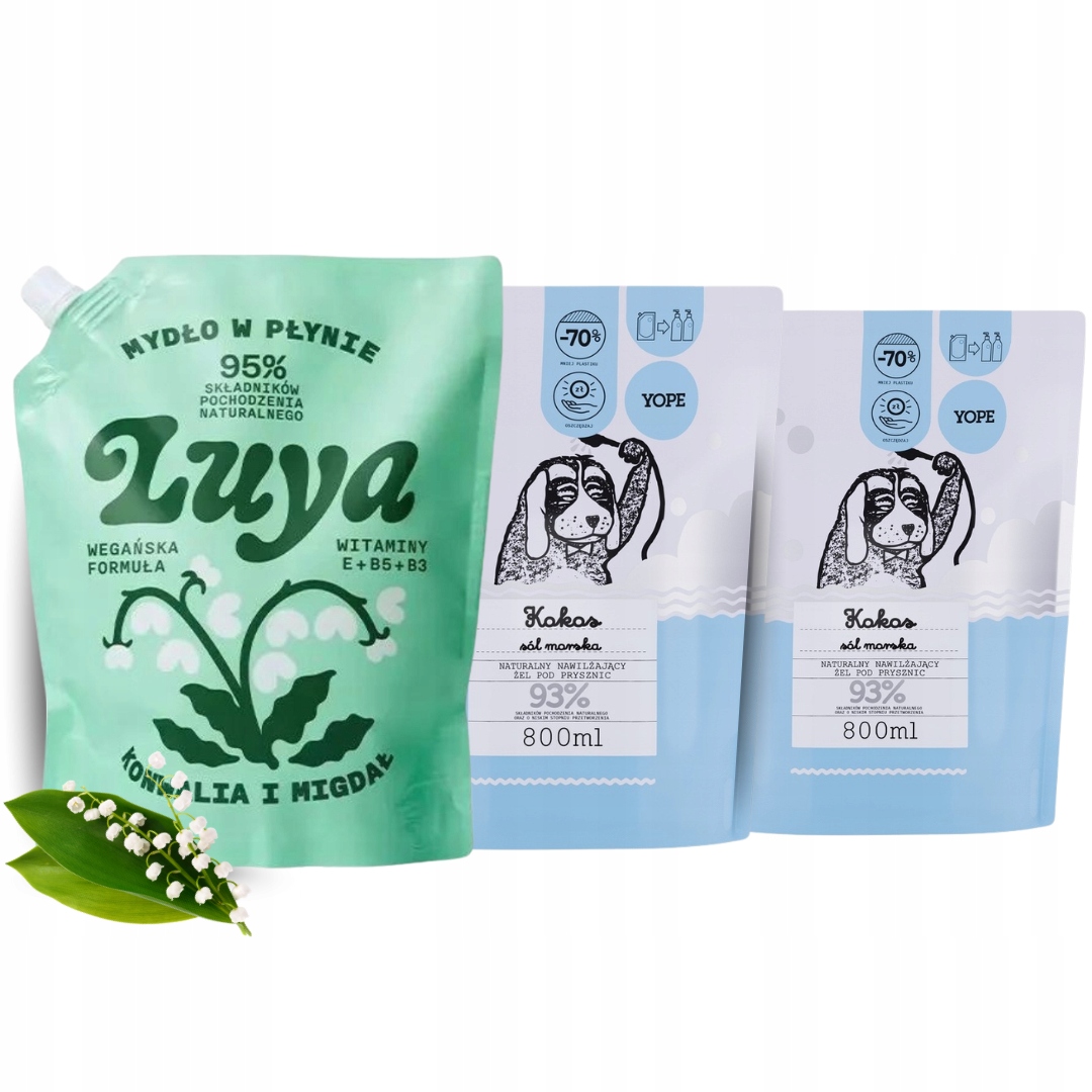 Yope Luya Refill Hydratační tekuté mýdlo Náhradní náplň Konvalinka Kokos Mix 3 ks