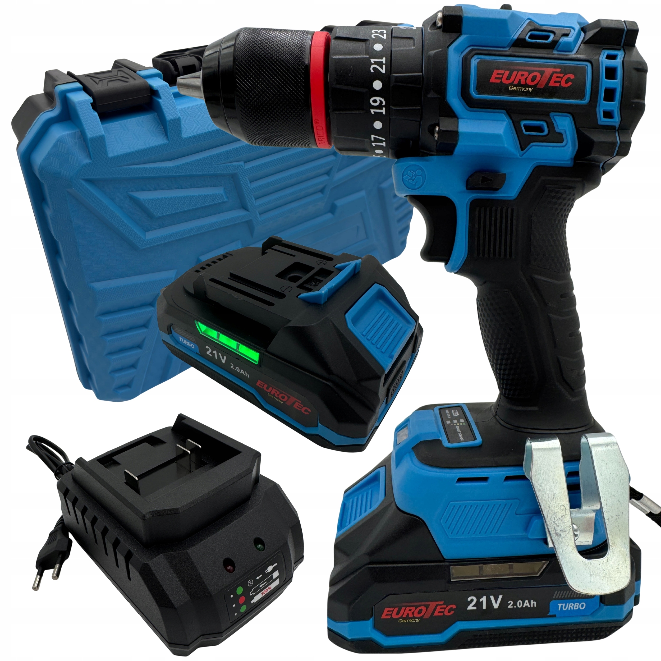 Wiertarko-wkrętarka Akumulatorowa Bezszczotkowa 2X Aku Ładowarka Zestaw