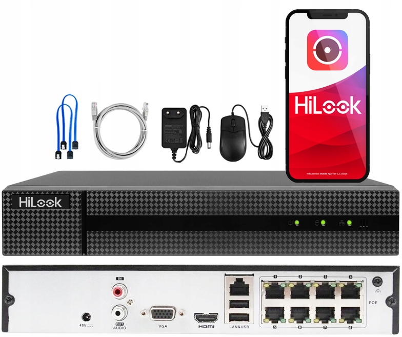 Ip rekordér 8xPoE HiLook od Hikvision do 8MPx NVR-8CH-5MP/8P Aplikace