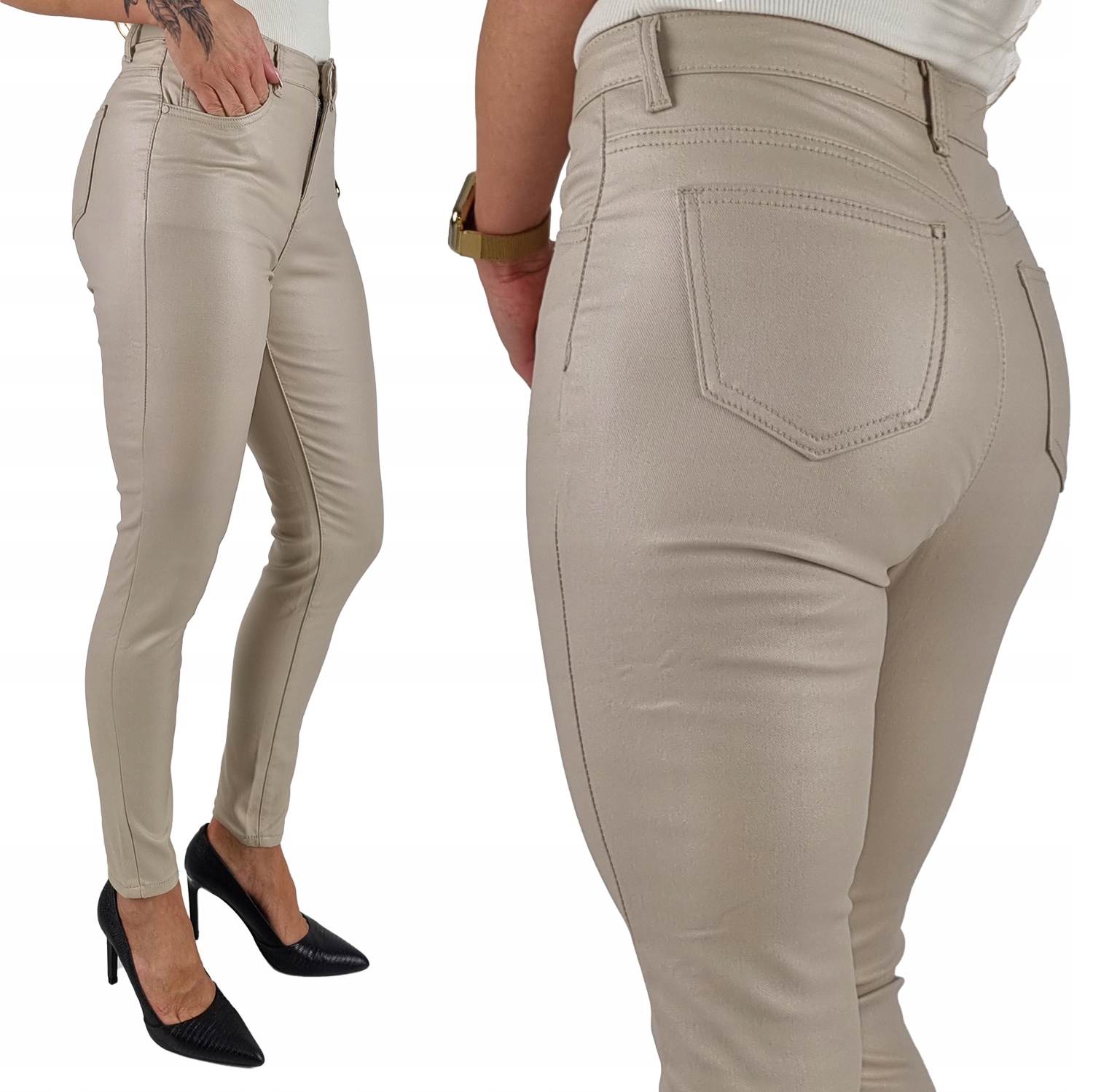 Ocieplane Spodnie Damskie Woskowane Modelujące Skóra