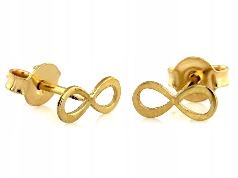 Náušnice zlaté 585 malé jemné pohodlné módní nekonečna na tyči