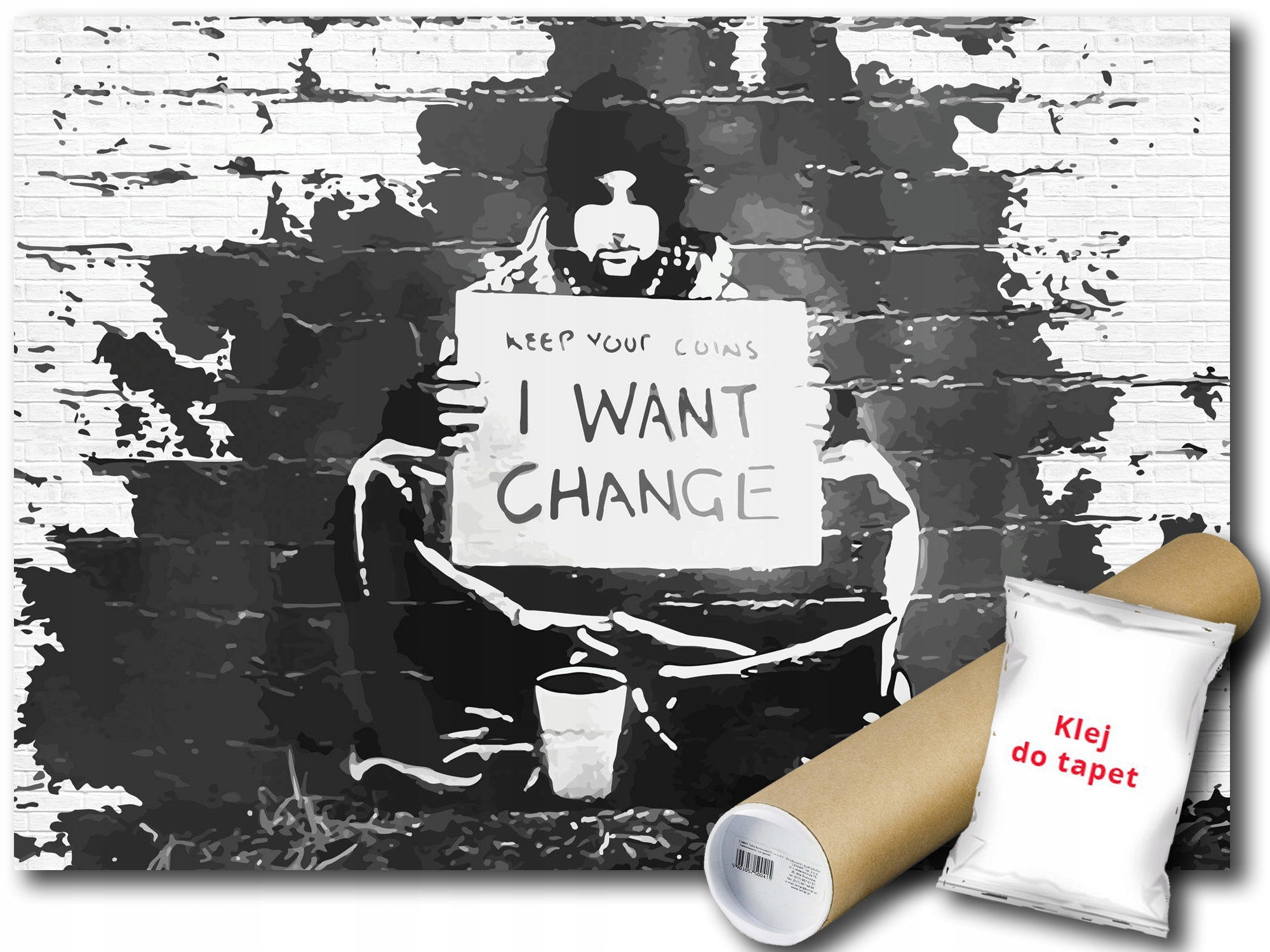 Vinylová Fototapeta Banksy A Want Change Street Art Graffiti Mural 312x219
