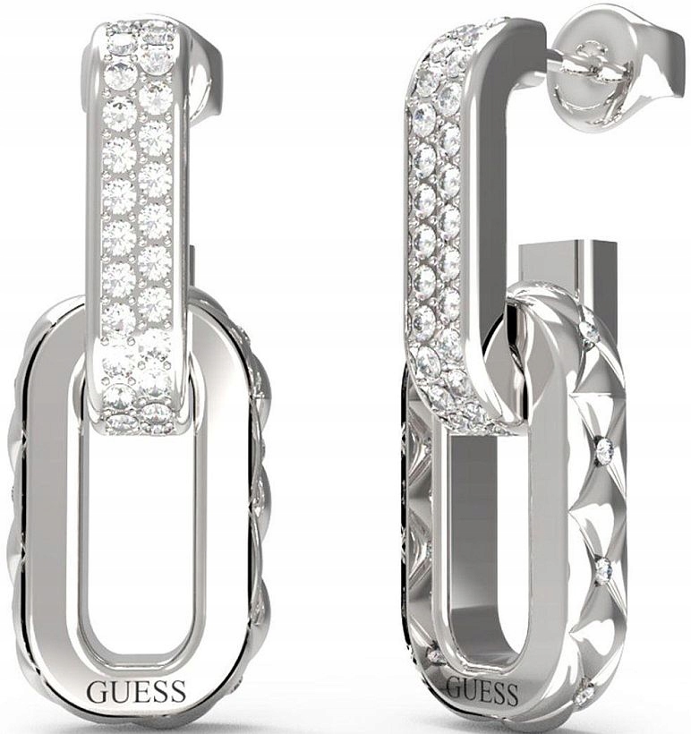 Elegantní A Módní Dámské Náušnice Guess Shining Winter Stříbrné Pave