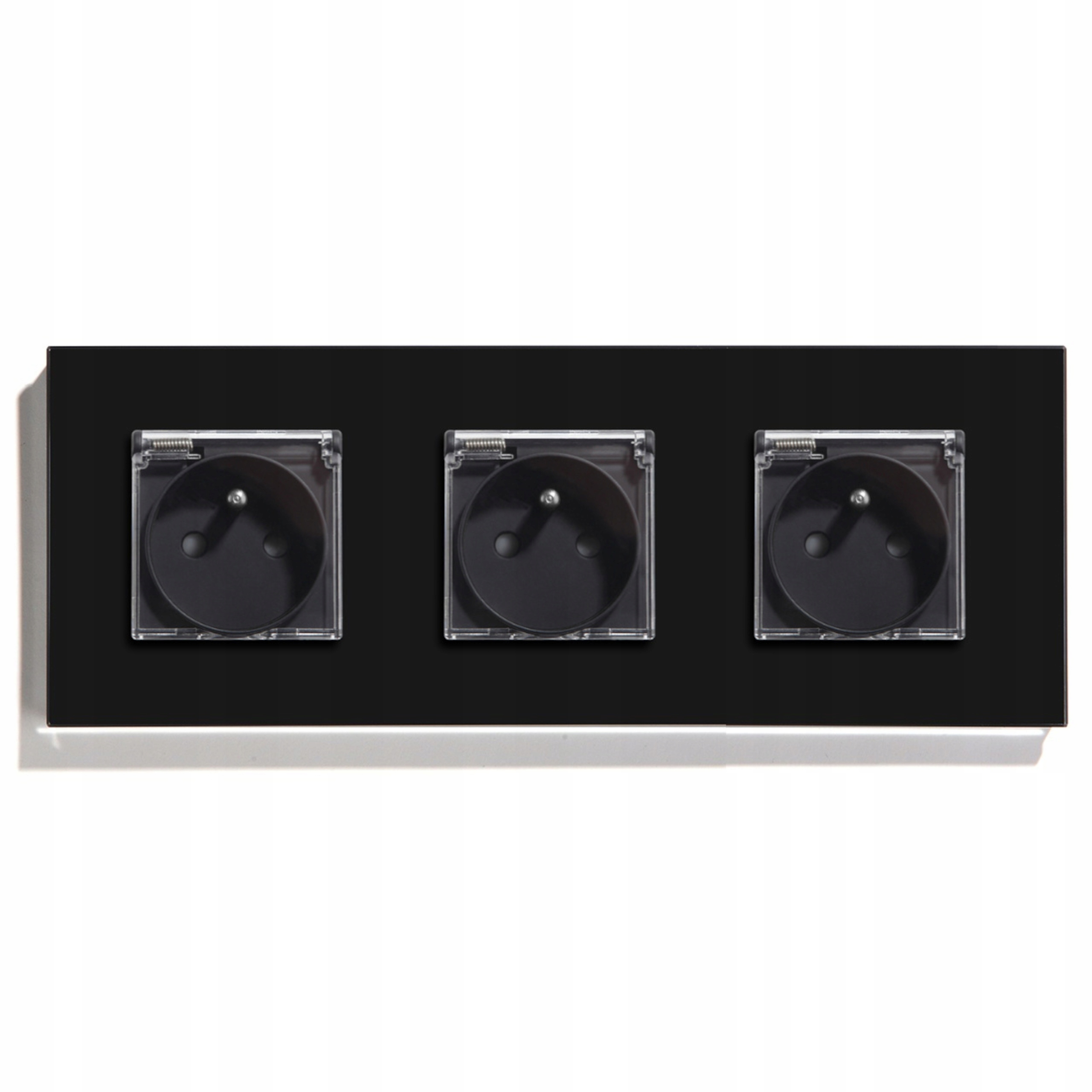 Elektrická Zásuvka Skleněná Trojitá Hermetická Koupelnová IP44 S Klapkou