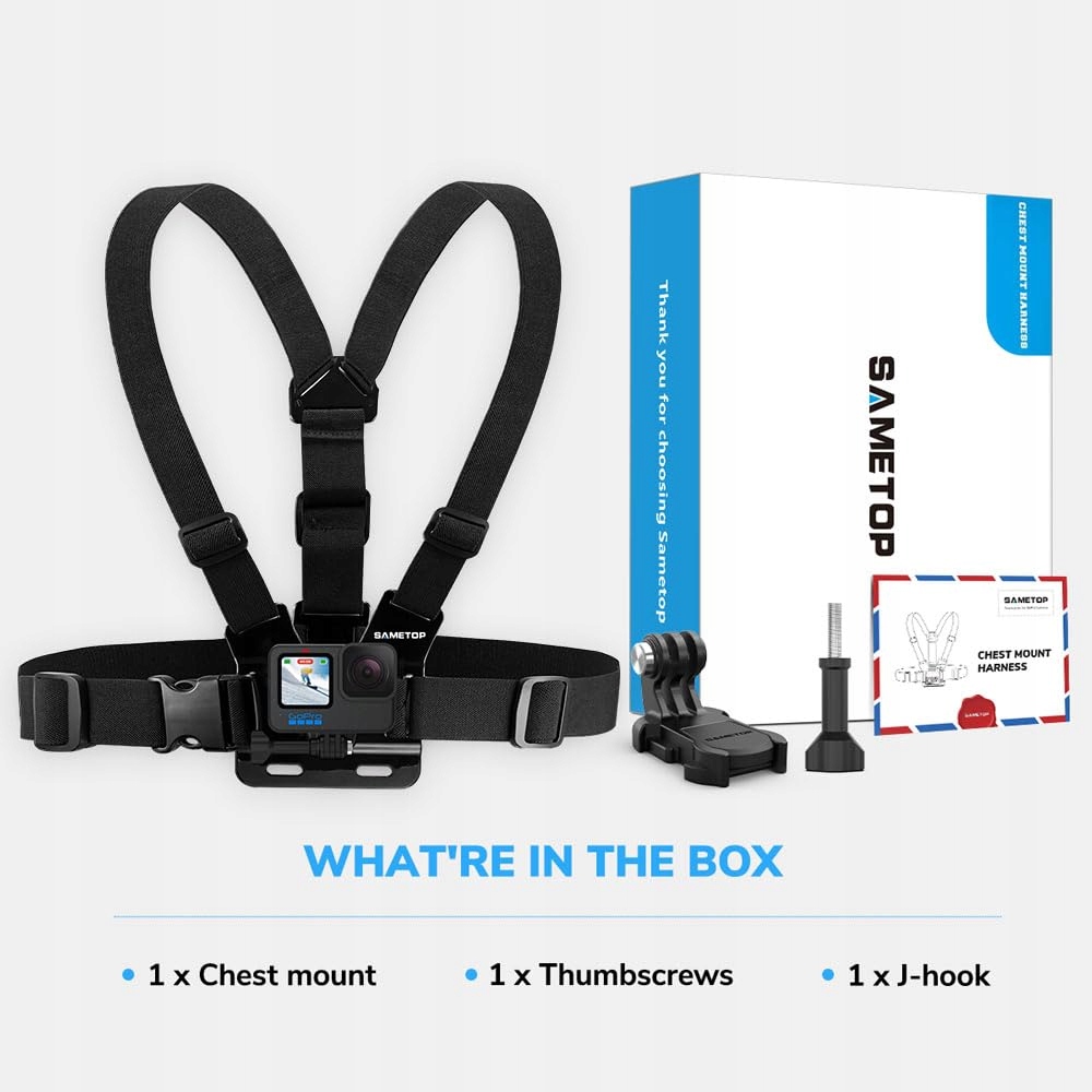 Pas Na Klatke Piersiowa Regulowany Do Kamer Sportowych GoPro DJI Sametop — miniatura 6