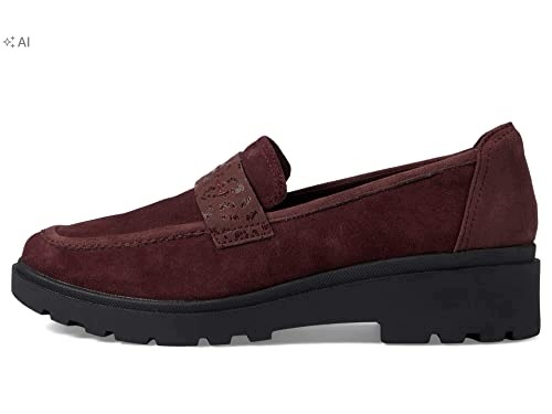 Clarks Vínové Semišové Mokasíny S Ozdobným Páskem 36 6OA