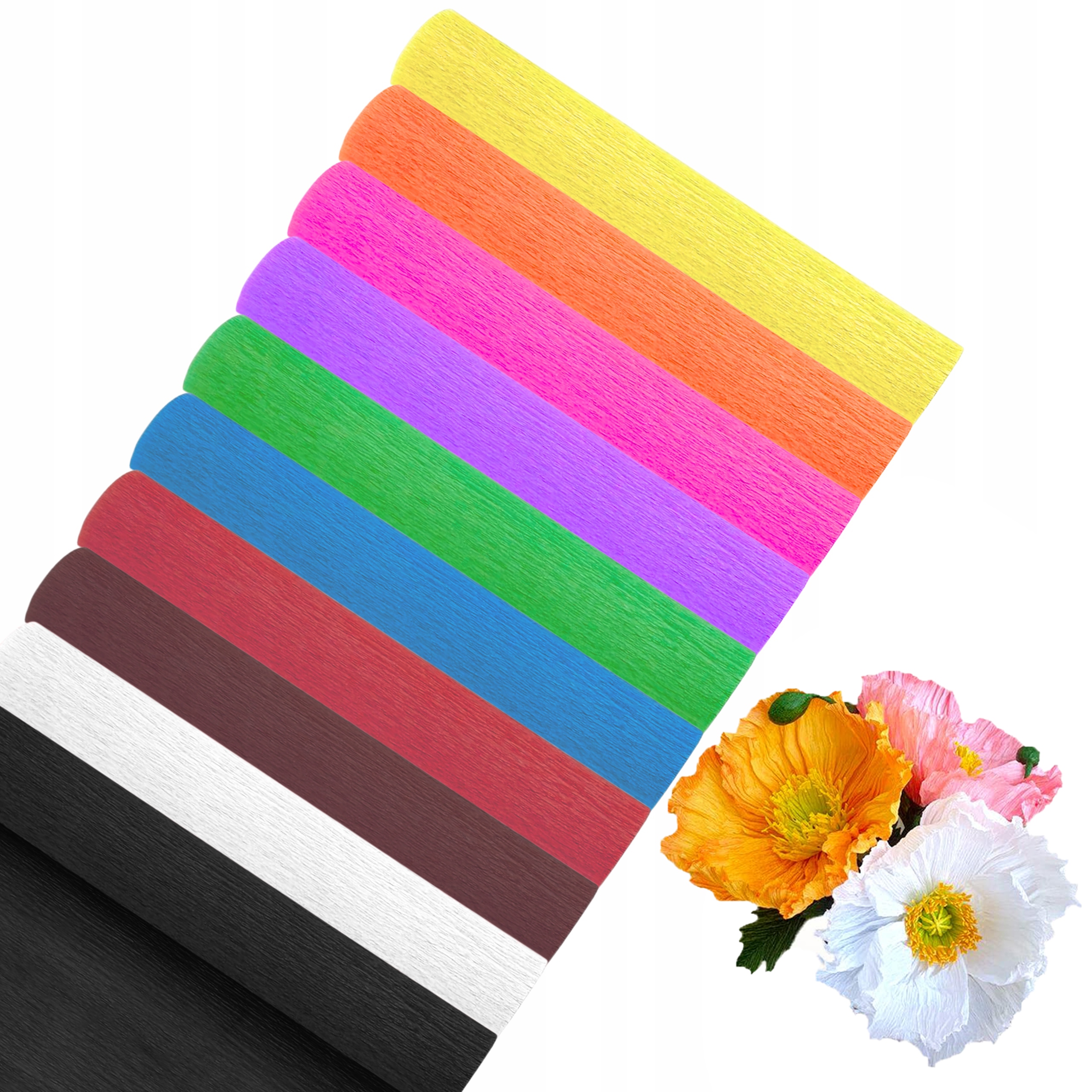 KREPINA WŁOSKA KOLOROWA ZESTAW 10 KOLORÓW 320g 25x250cm TAŚMA FLORYSTYCZNA