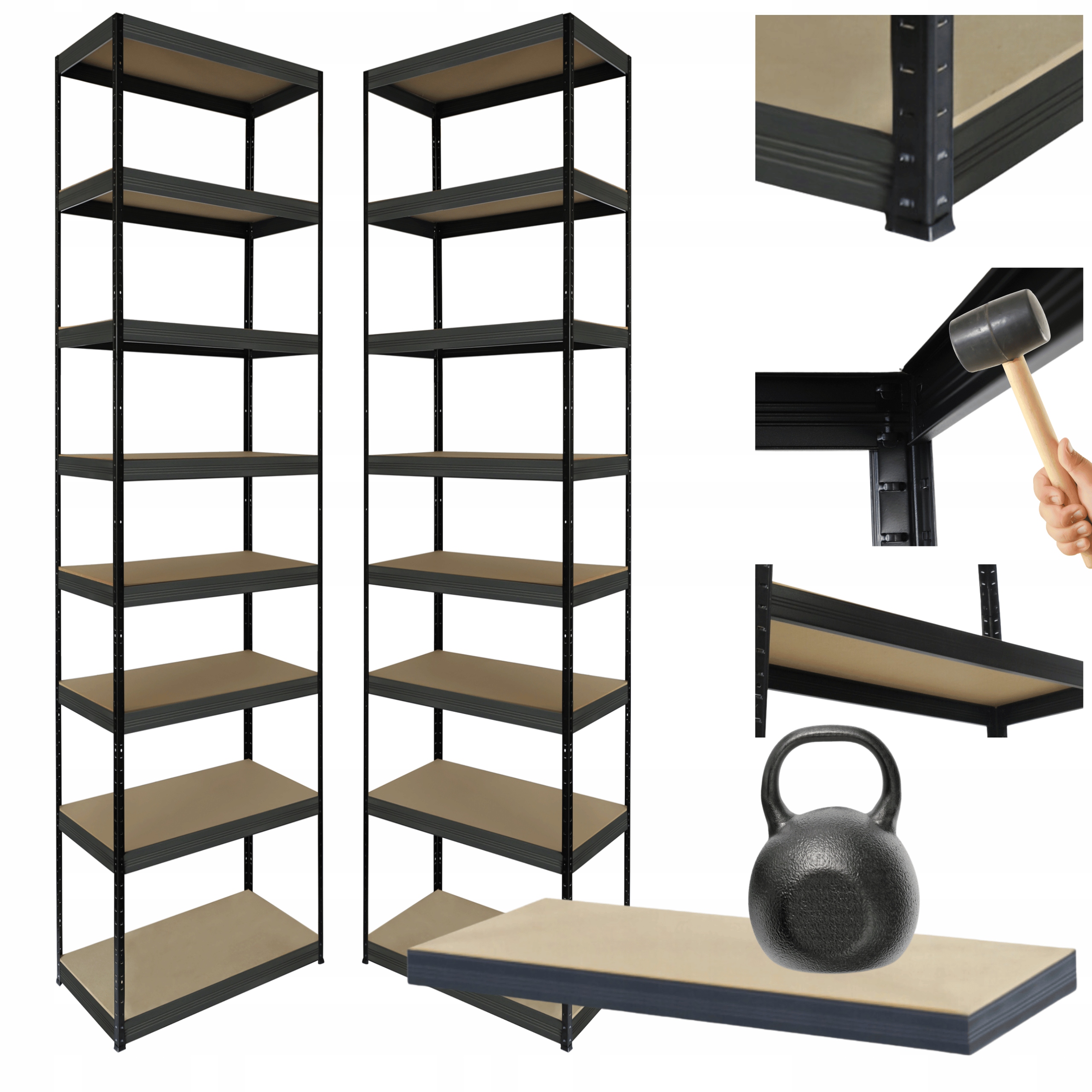 Kovový skladovací regál Helios 270x45x45 cm 8Px175 kg 300TYS Komb