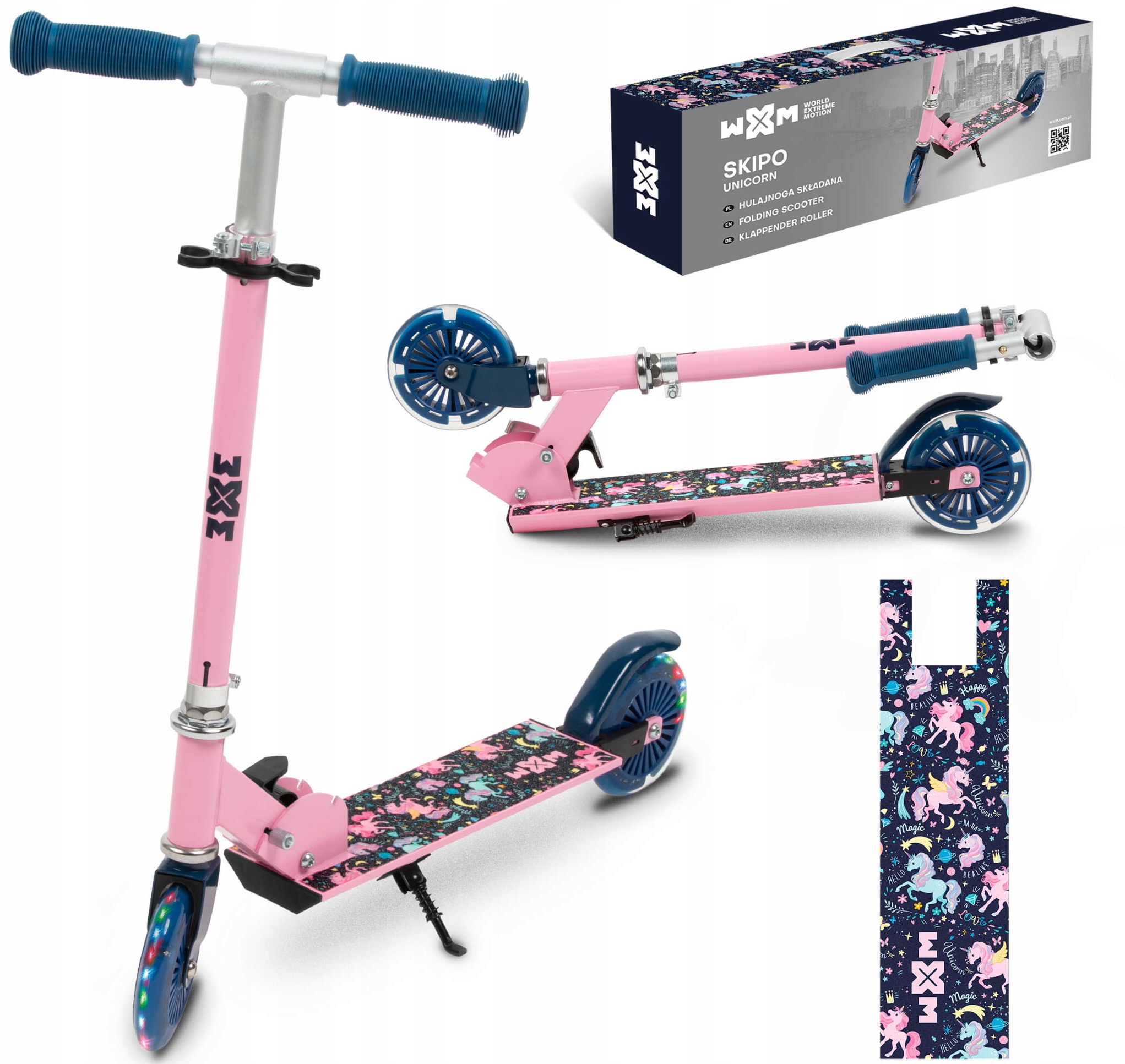 Kidwell Wxm Hulajnoga składana koła Led 120 mm Skipo Unicorn 3+