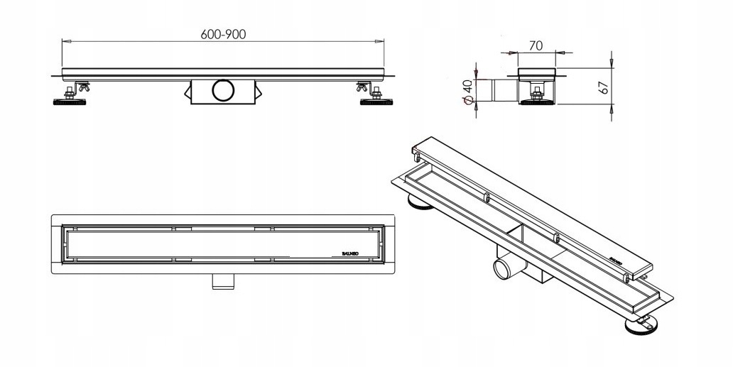 ODPŁYW LINIOWY duplex next 100 cm BALNEO 52mm Rodzaj liniowy