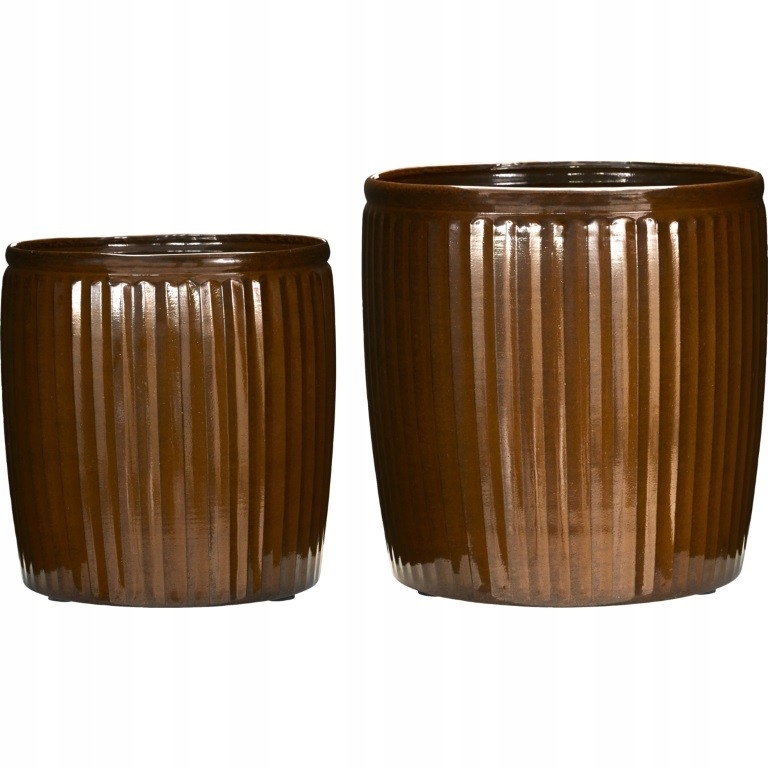 Groove vonkajšie kvetináče 2 ks, hnedé, House Doctor