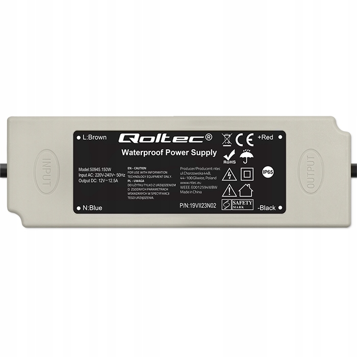 Napájecí zdroj Qoltec 150W 12V IP67 Led Vodotěsný Bílý