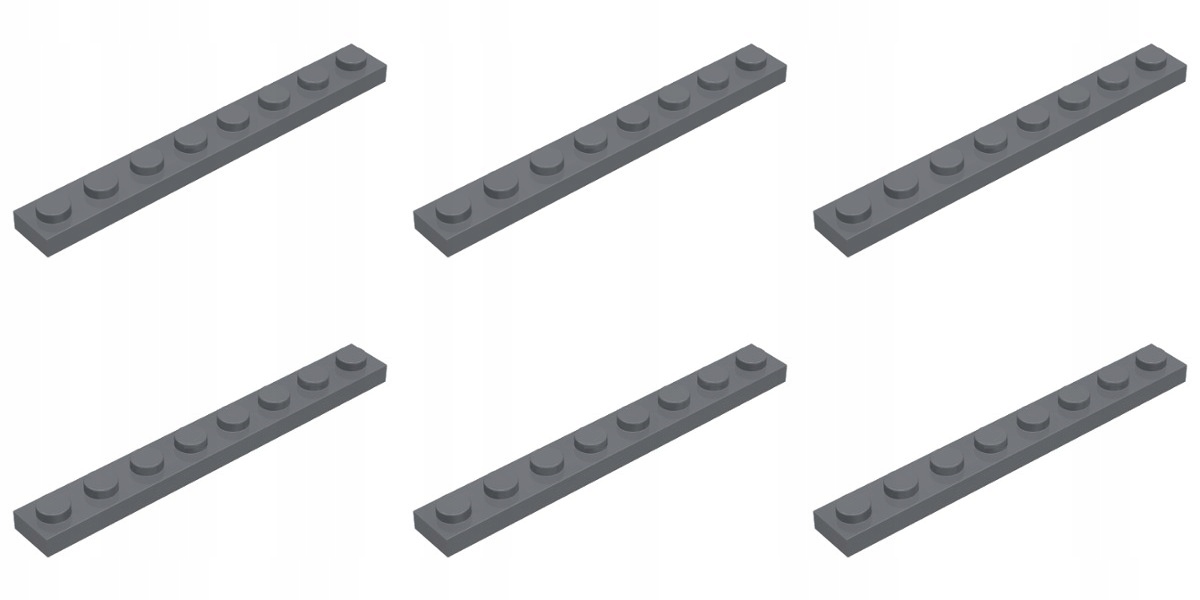

Lego 3460 Płytka 1x8 szara ciemna Nowa (10g) 6 szt