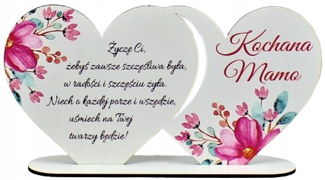 

Dla Mamy Serce Podwójne ŻYCZENIA+zawieszka