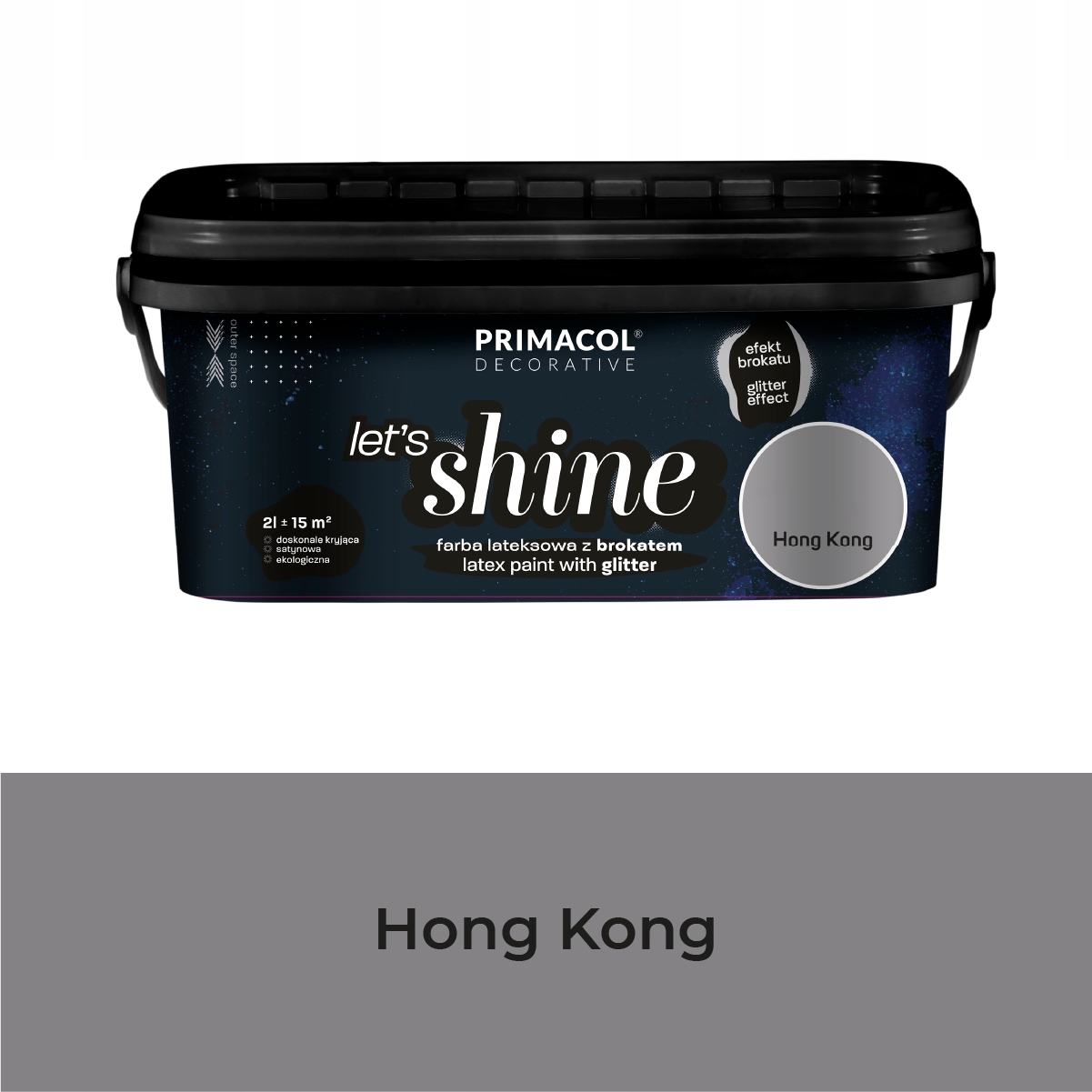 Primacol Let's Shine Dekorativní Barva Se Třpytkami Hong Kong 2L Tmavě Šedá