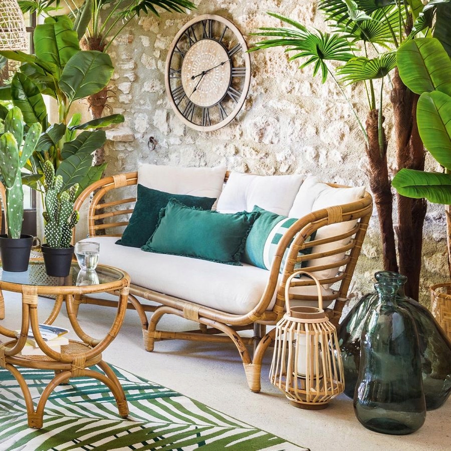 Sofa rattanowa fotel wypoczynkowy na taras Boho meble premium Zone japandi