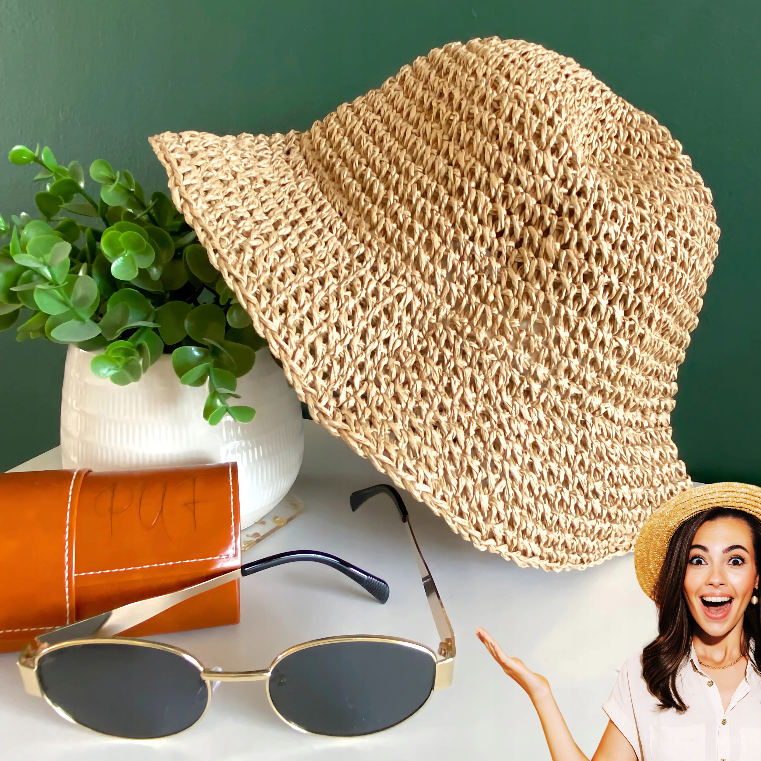 KAPELUSZ PLAŻOWY RYBACKI BUCKET DAMSKI BRĄZOWY CZAPKA PRZECIWSŁONECZNY HAT Marka inna