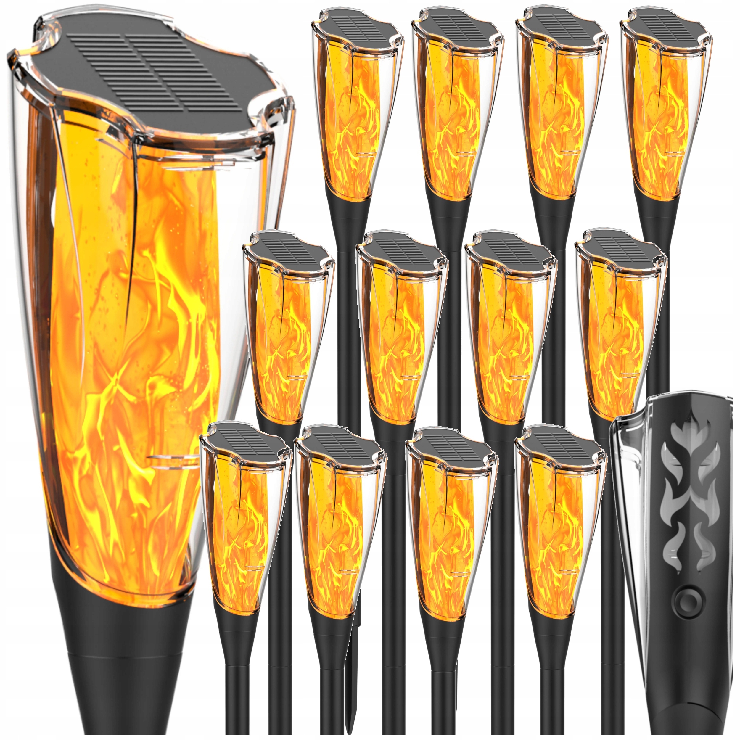 Solárne Led zatĺkacie lampy Teplá fakľa 1600K Snímač súmraku IP65 12x