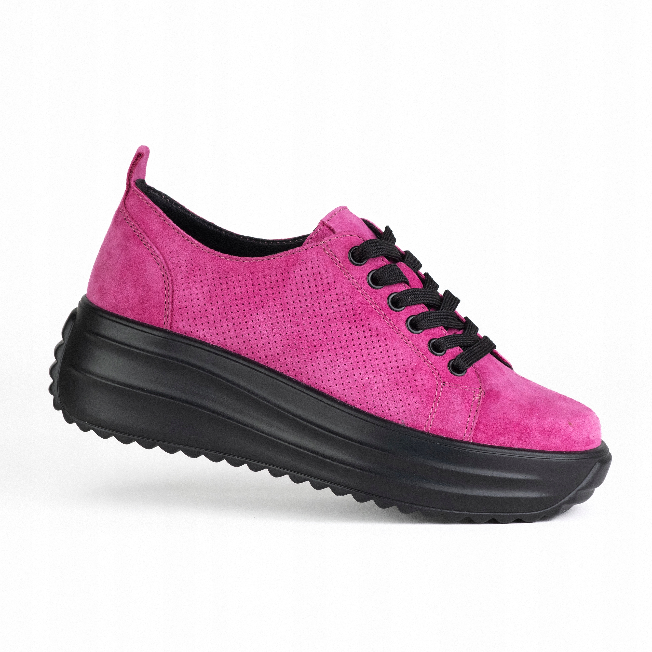 Sportovní dámské tenisky Goodin GD-XW-1048 kůže semiš ažurová fuchsiová 41