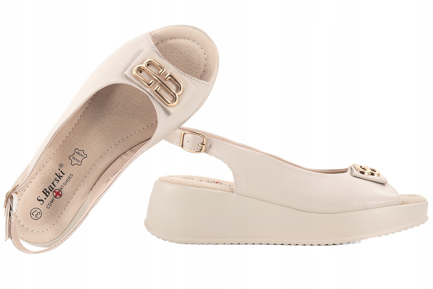 S.barski LR51-593 Dámské Sandály Na Platformě Kůže béžové 41 Béžová