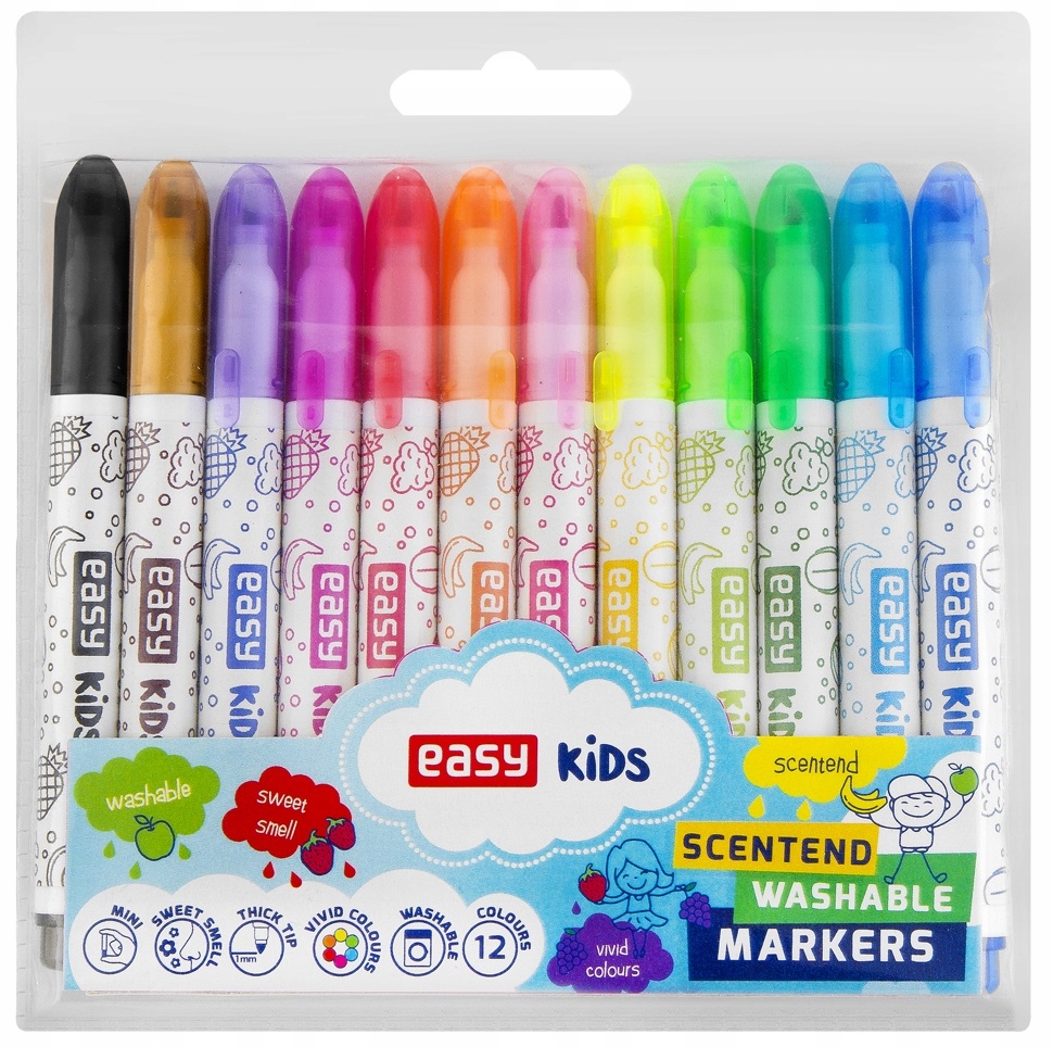 PISAKI SPIERALNE ZAPACHOWE MINI 12 KOLORÓW EASY Marka Easy
