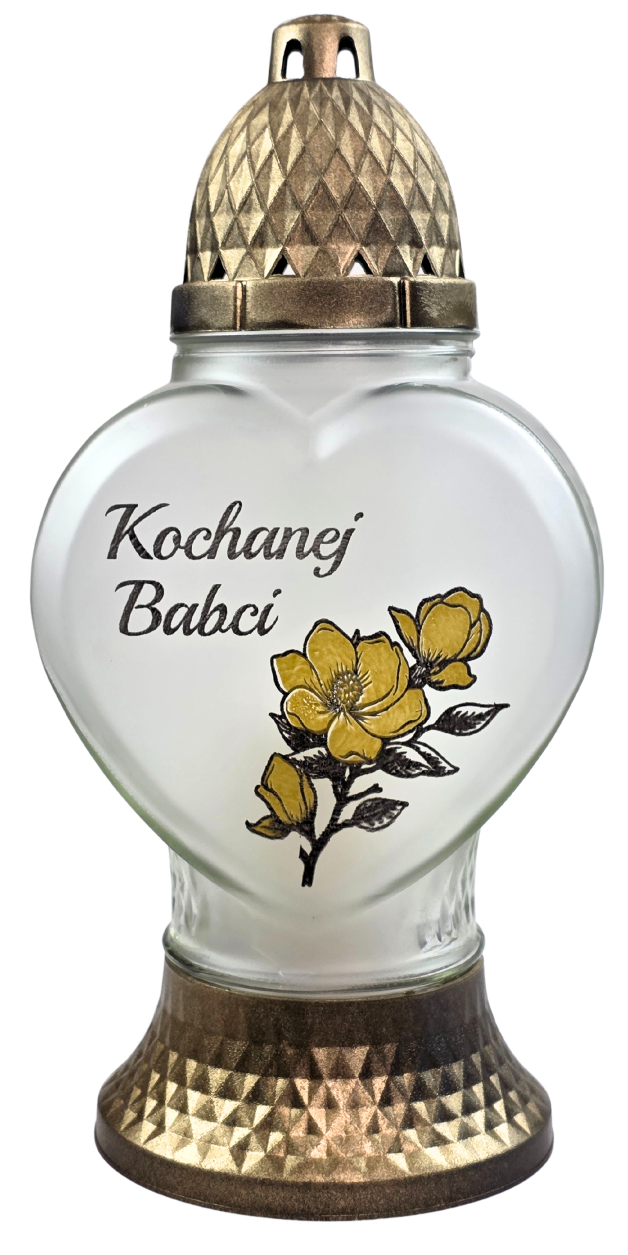 Znicz z nadrukiem KOCHANEJ BABCI La119 wysokość 27cm