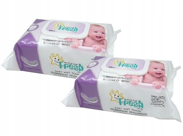 Chusteczki nawilżane z klipsem Fresh Baby Karton (18x120szt)