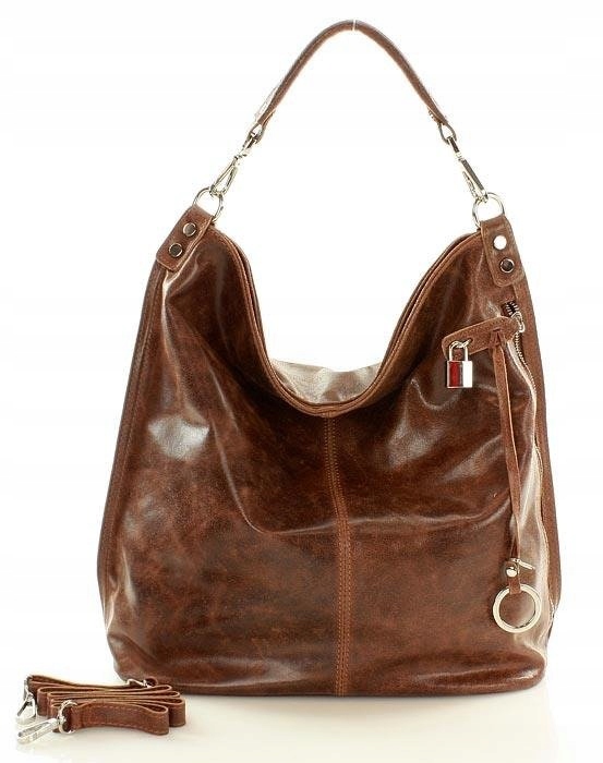 

Ponadczasowa torebka włoska worek skórzana A4 brąz